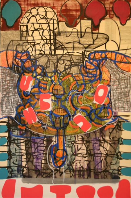 Gunnveig Nerol - 7_Frie antagelser_127 x 85cm_a kryl mix media på kryssfiner_2018